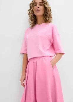 Outlet Falda midi de mezcla de algodón elástico Mujer Faldas|Novedades