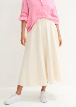 Outlet Falda midi de mezcla de lino Mujer Faldas