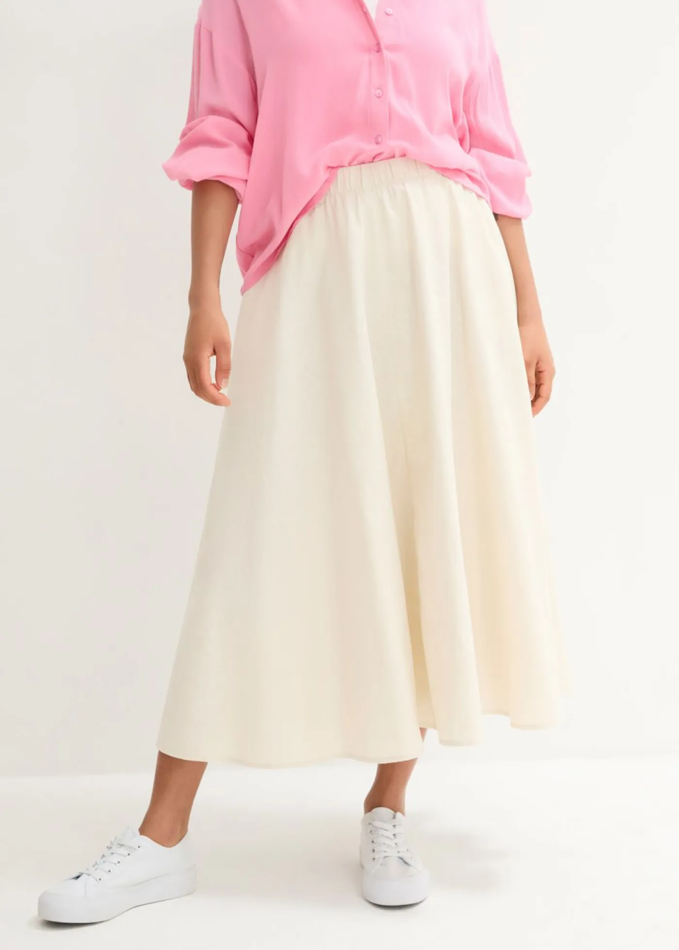 Outlet Falda midi de mezcla de lino Mujer Faldas