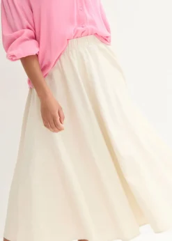 Outlet Falda midi de mezcla de lino Mujer Faldas