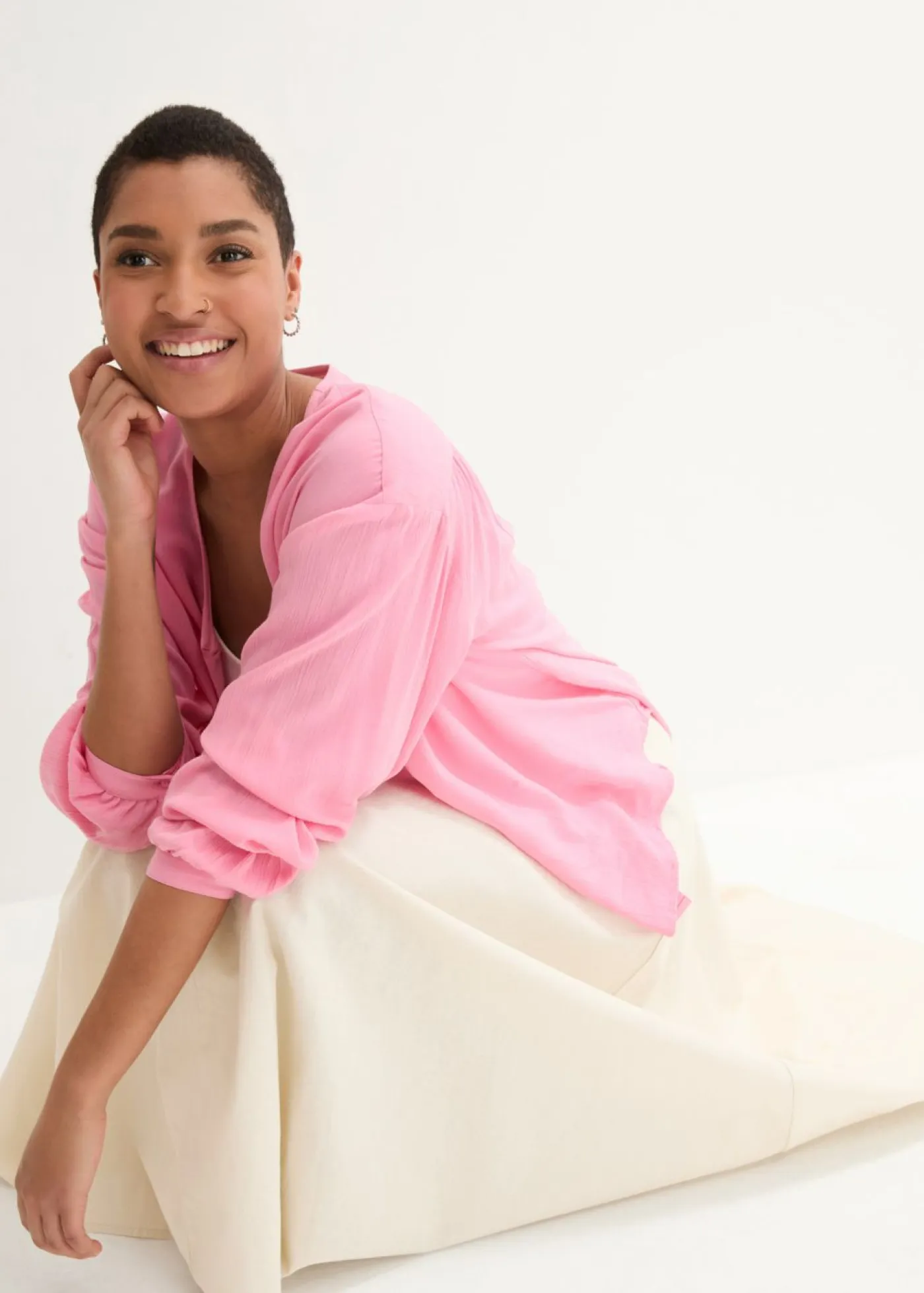 Outlet Falda midi de mezcla de lino Mujer Faldas