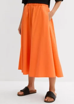 New Falda midi de mezcla de lino Mujer Faldas