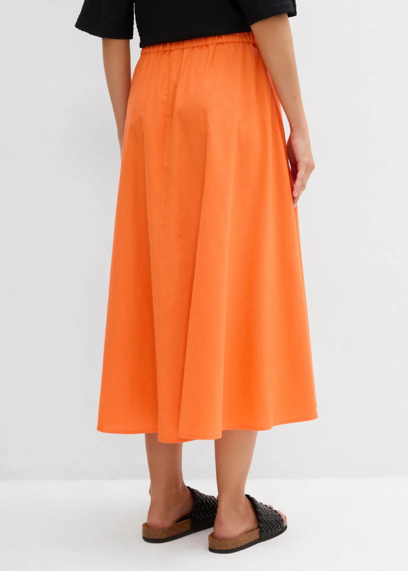 New Falda midi de mezcla de lino Mujer Faldas
