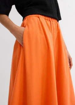 New Falda midi de mezcla de lino Mujer Faldas