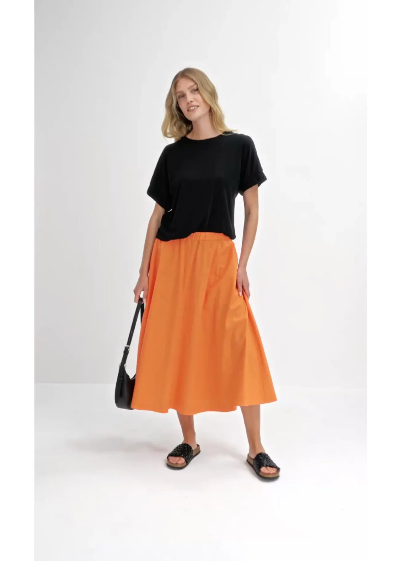 New Falda midi de mezcla de lino Mujer Faldas