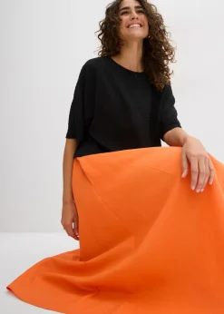 New Falda midi de mezcla de lino Mujer Faldas