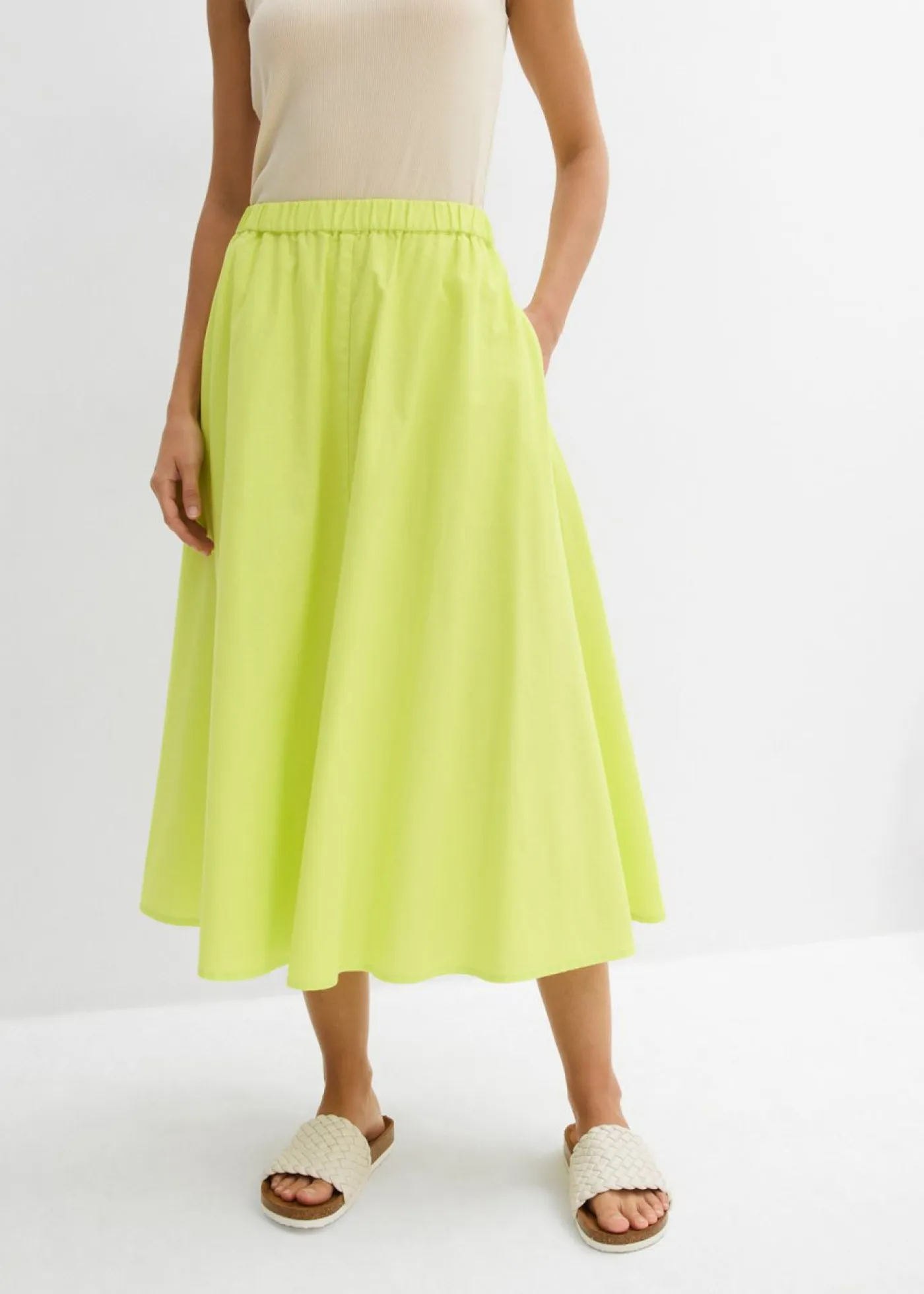 Clearance Falda midi de mezcla de lino Mujer Faldas