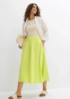 Clearance Falda midi de mezcla de lino Mujer Faldas