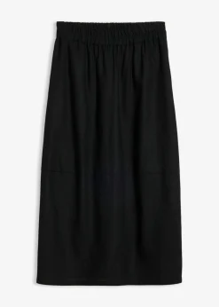 Falda midi de mezcla de lino ligero Mujer Faldas|Novedades