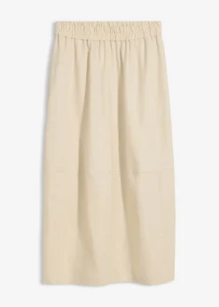 Outlet Falda midi de mezcla de lino ligero Mujer Faldas|Novedades