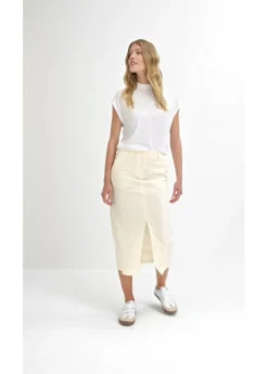 Clearance Falda midi de mezcla de lino vaporosa Mujer Faldas