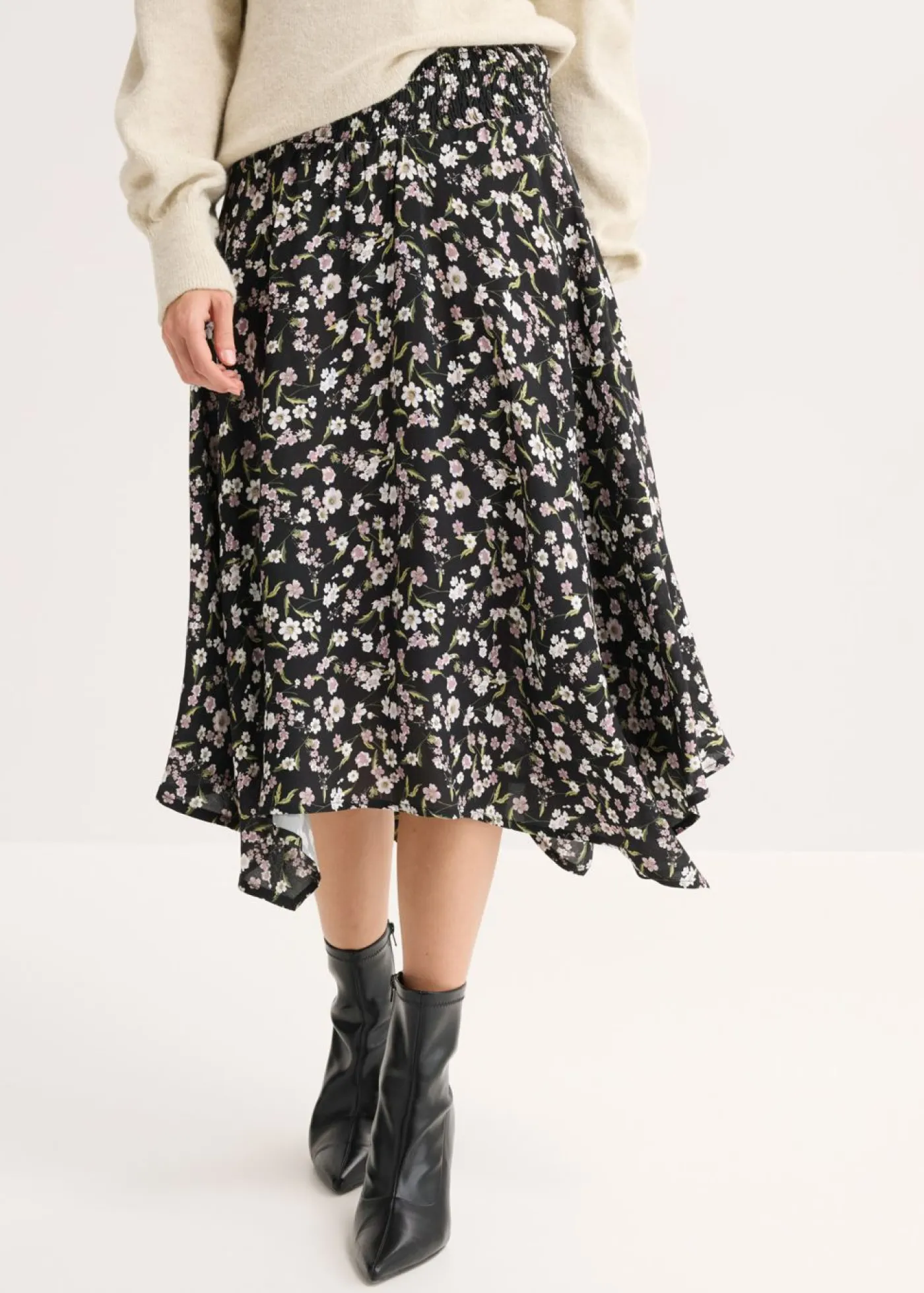 Sale Falda midi de viscosa pura Mujer Faldas|Novedades