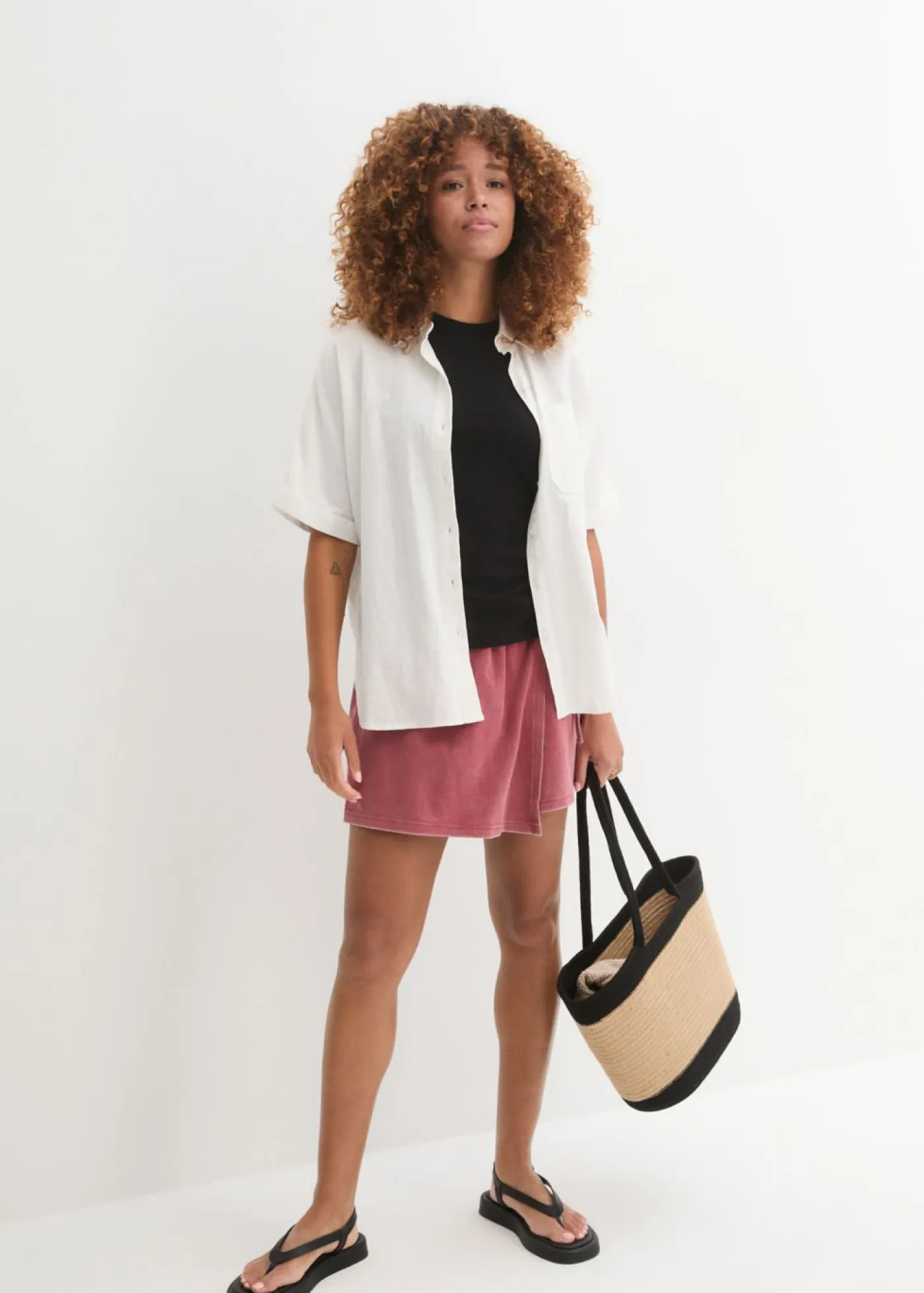 Discount Falda pantalón de algodón orgánico puro Mujer Pantalones