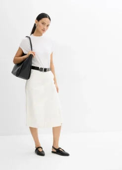 Falda pantalón de mezcla de algodón elástico Mujer Esenciales|Pantalones