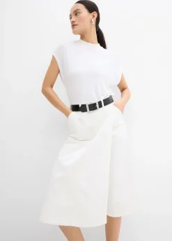 Falda pantalón de mezcla de algodón elástico Mujer Esenciales|Pantalones