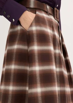 Outlet Falda plisada de cuadros con cinturón (2 piezas) Mujer Faldas