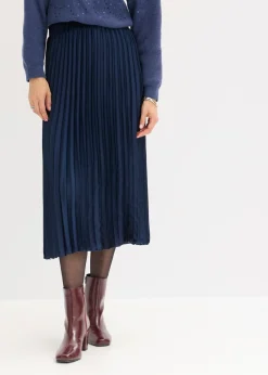 New Falda plisada de satén fino Mujer Faldas