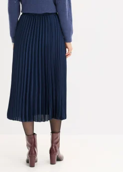 New Falda plisada de satén fino Mujer Faldas
