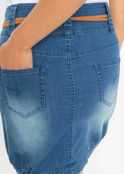 New Falda vaquera con cinturón Mujer Faldas