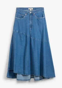 Falda vaquera de talle alto y largo midi Mujer Faldas