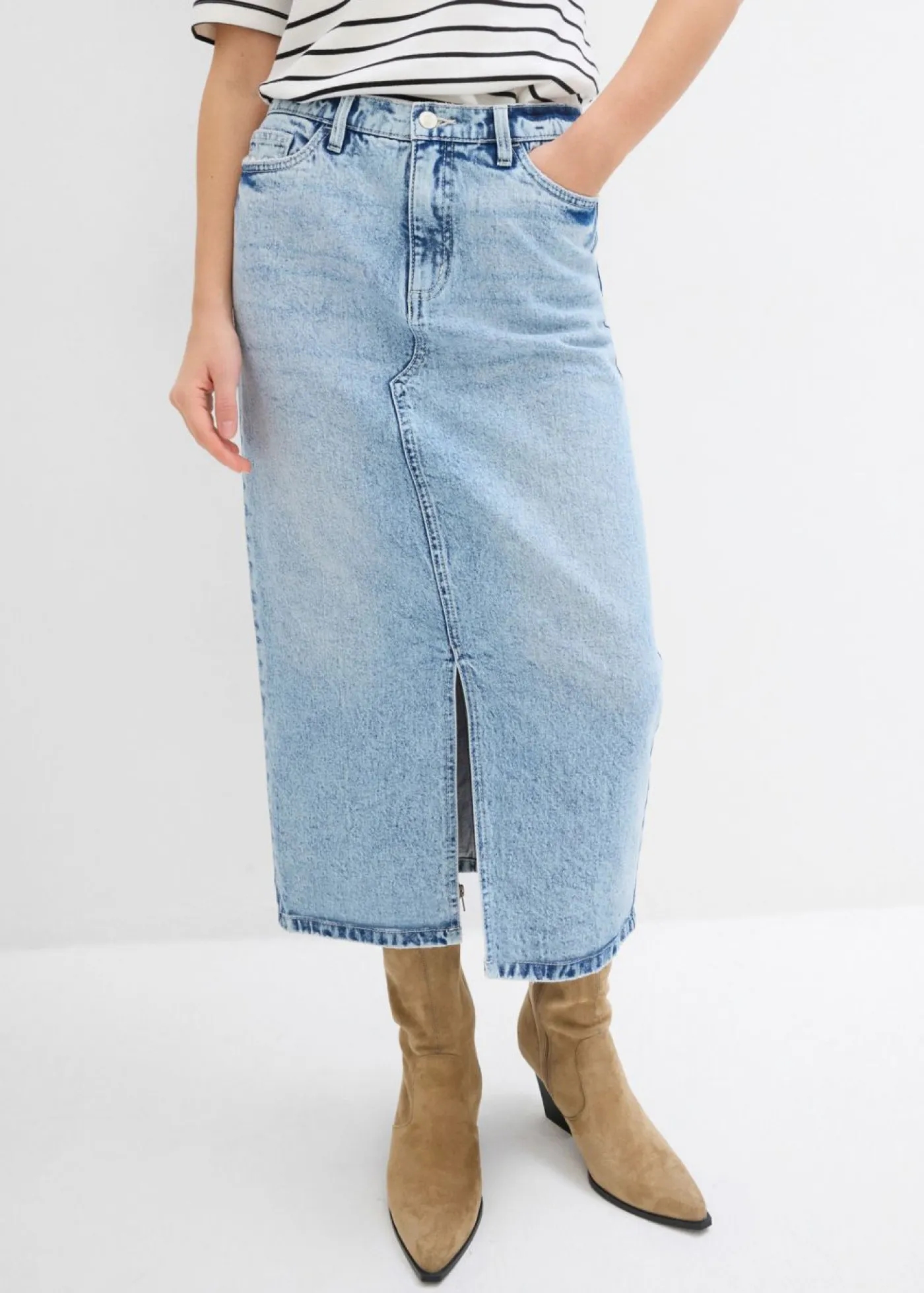 New Falda vaquera midi Mujer Faldas|Novedades