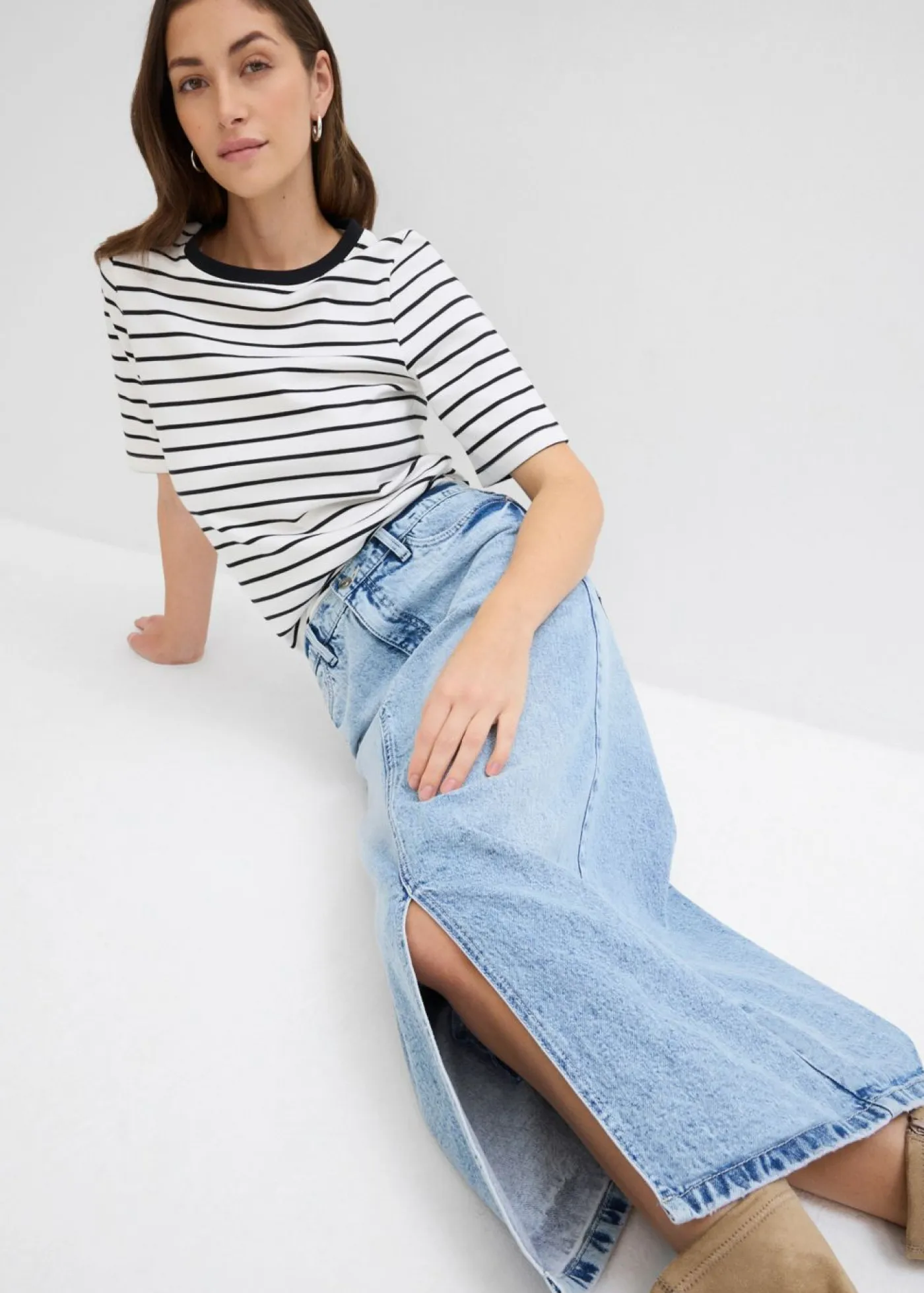 New Falda vaquera midi Mujer Faldas|Novedades