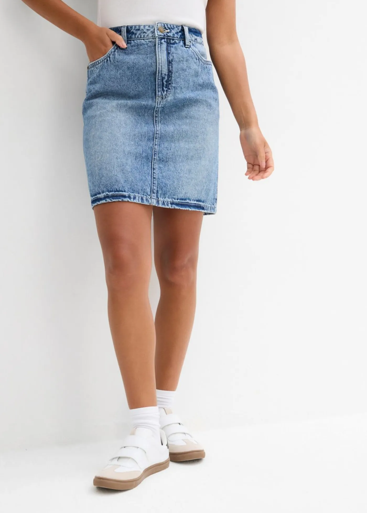 Outlet Falda vaquera poco elástica de talle medio Mujer Faldas