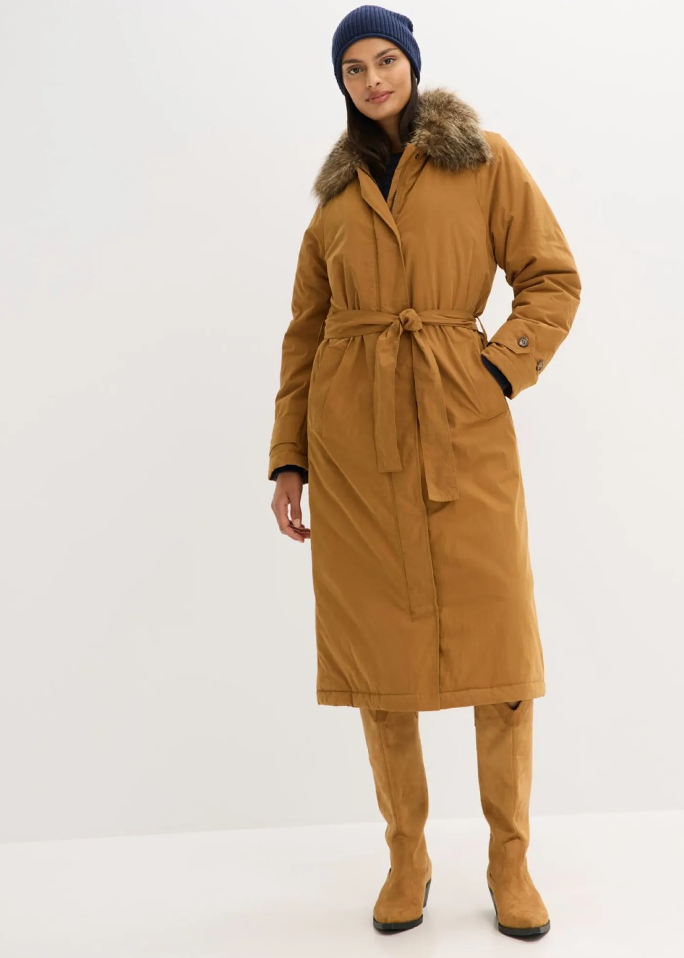 Hot Gabardina acolchada con cuello desmontable de pelo Mujer Chaquetas Y Abrigos