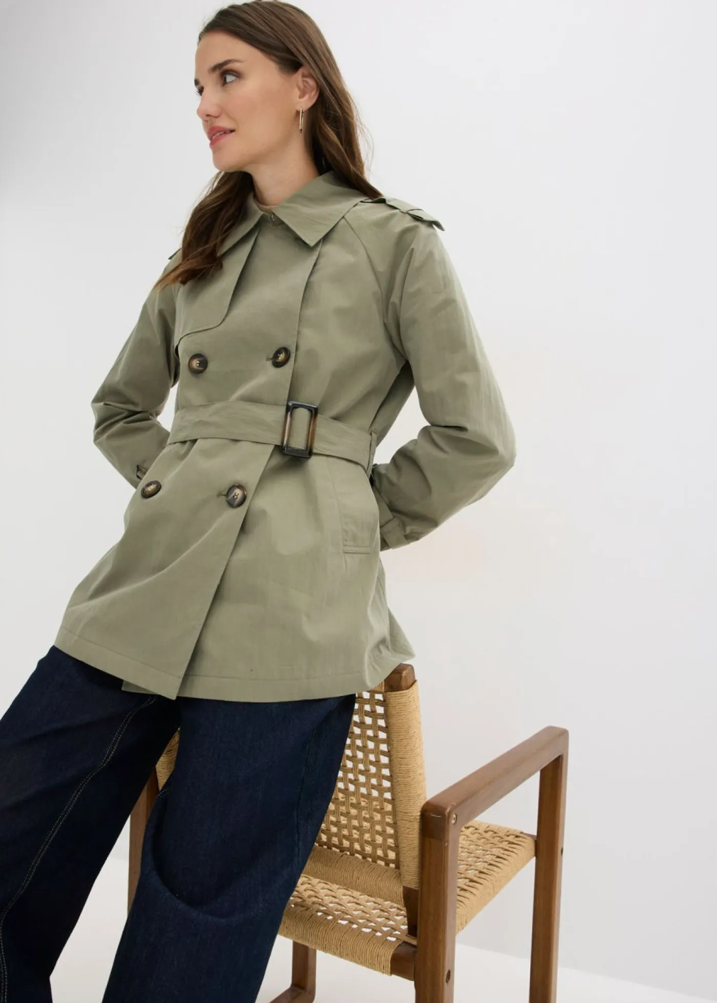 New Gabardina corta Mujer Chaquetas Y Abrigos