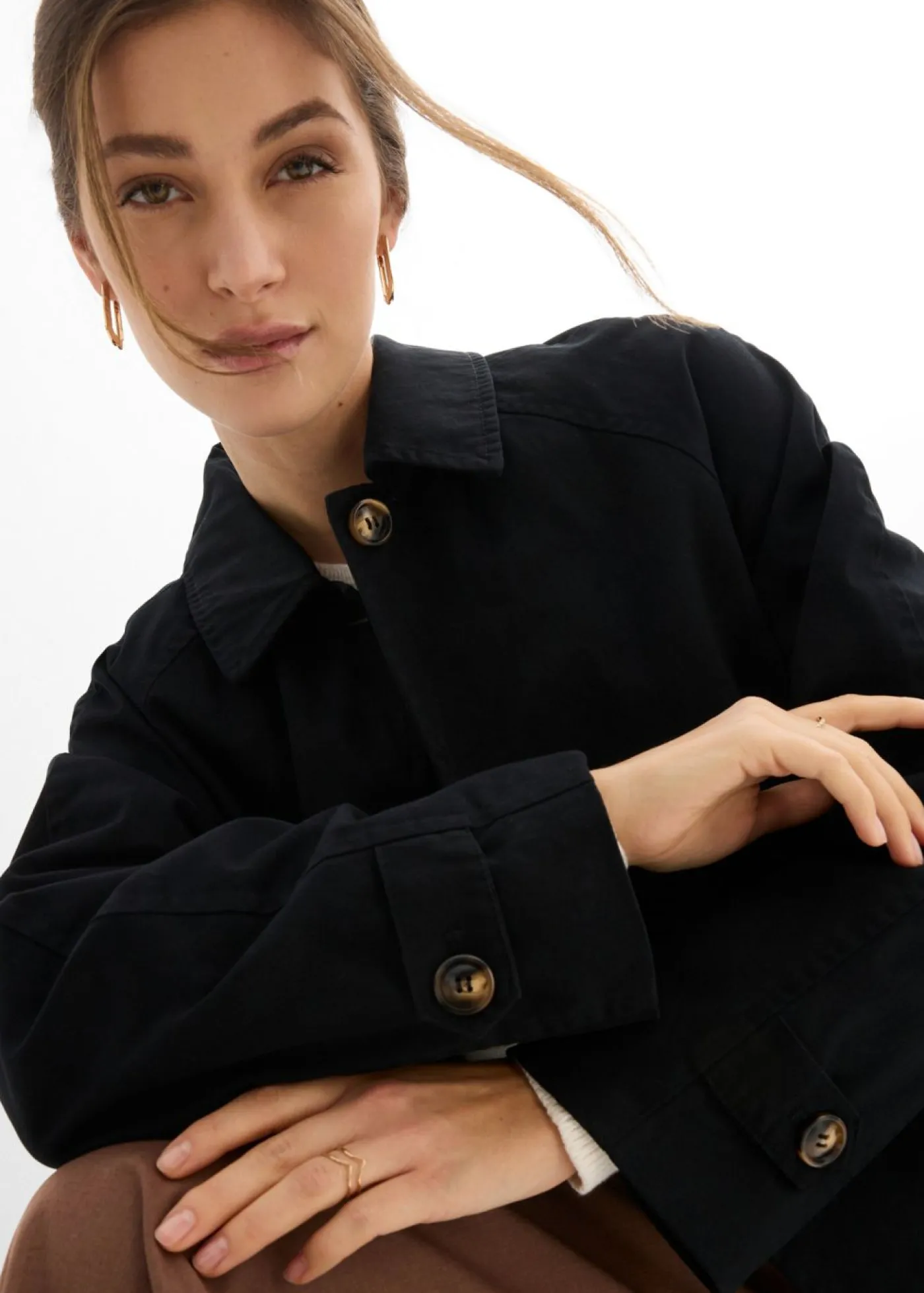 Gabardina de botonera sencilla Mujer Esenciales|Chaquetas Y Abrigos