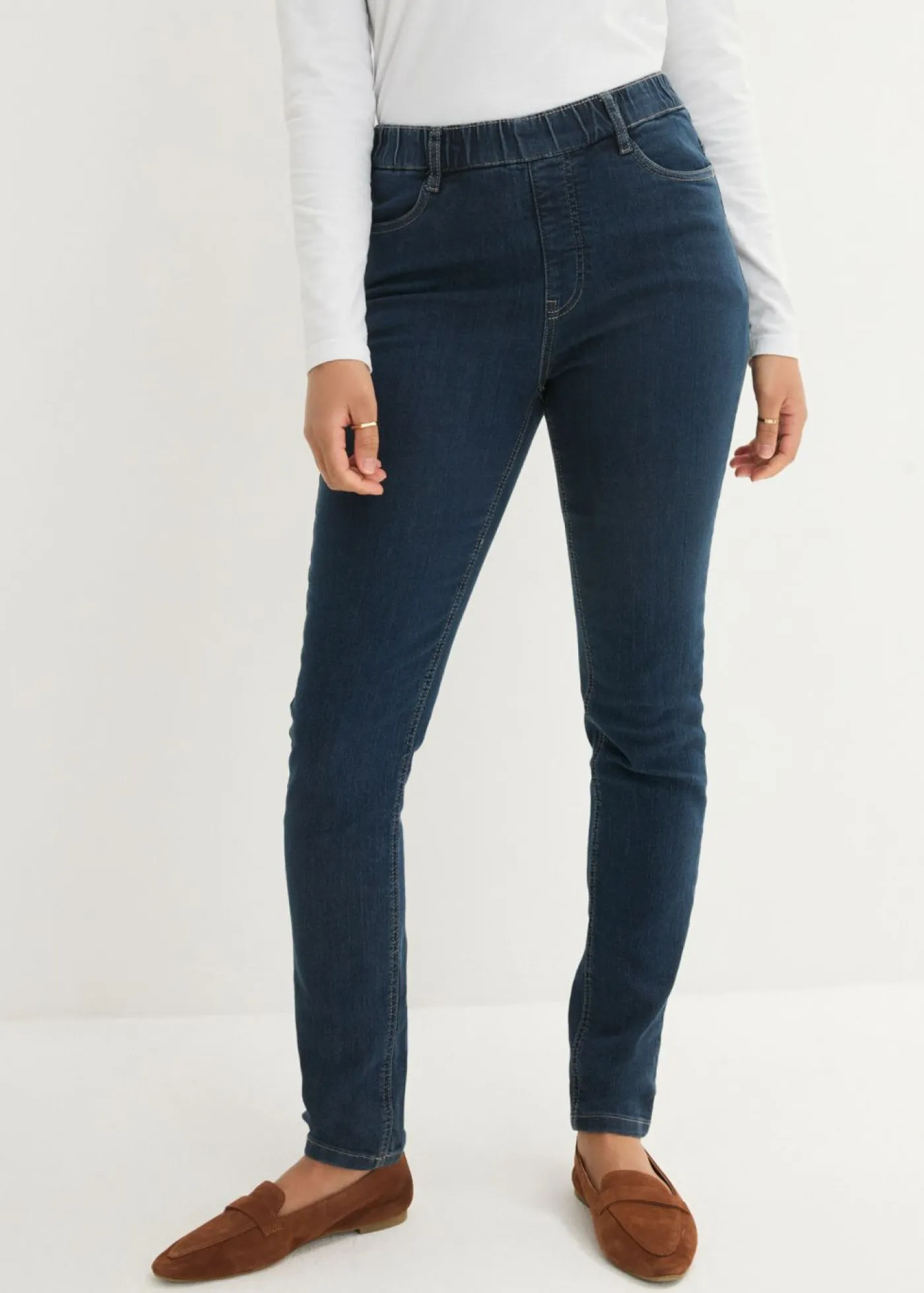 Jeggings elásticos con cintura cómoda y ancha Mujer Vaqueros