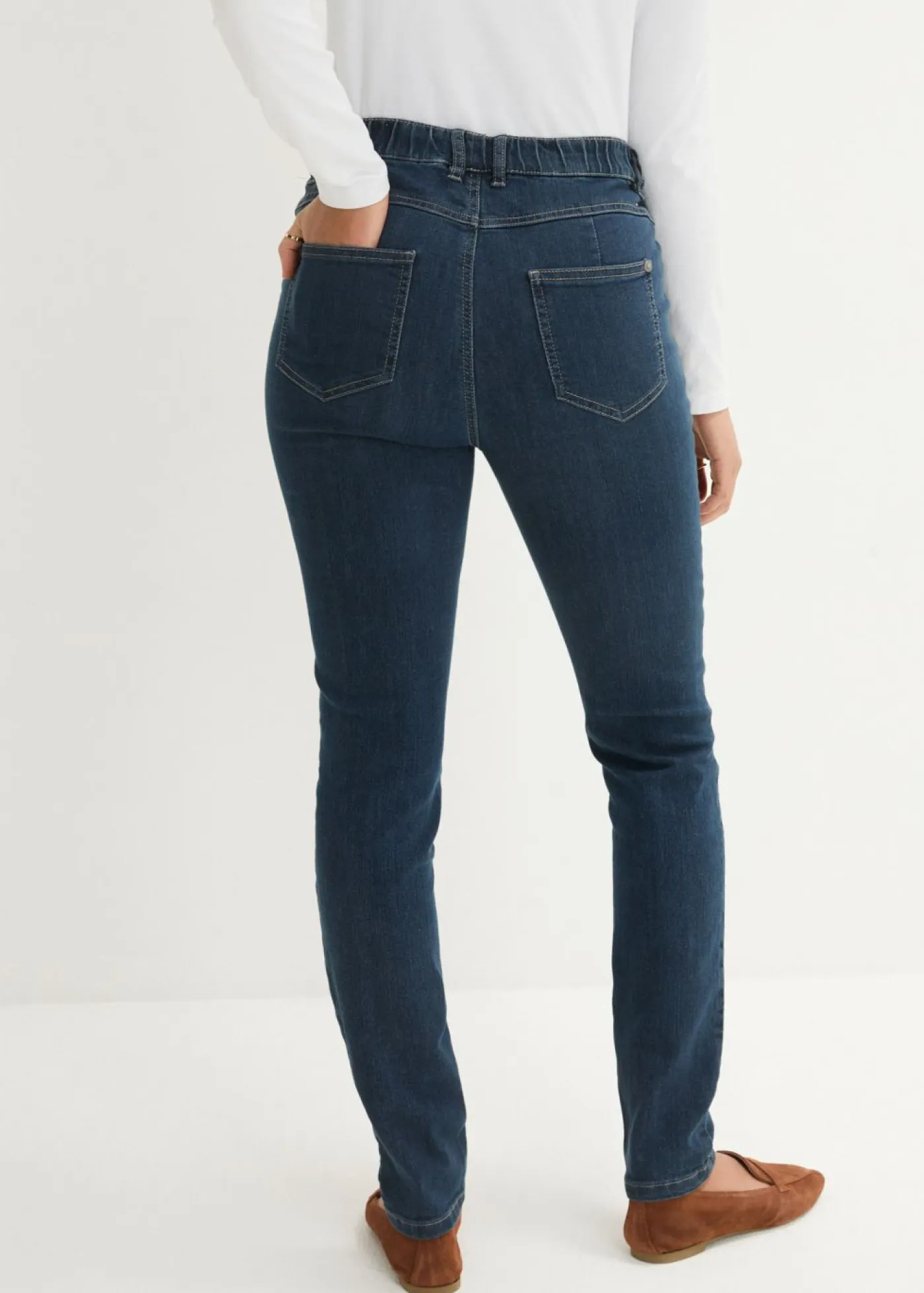 Jeggings elásticos con cintura cómoda y ancha Mujer Vaqueros