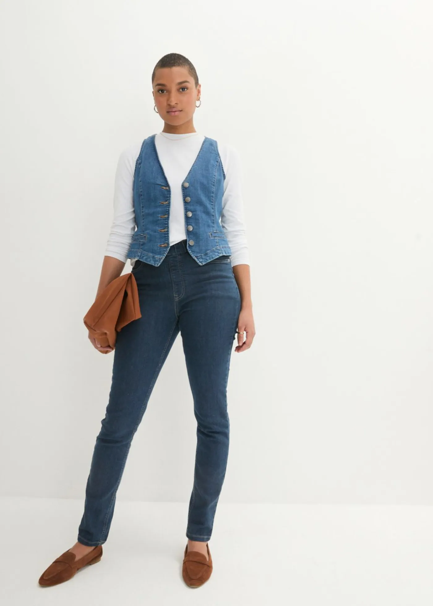 Jeggings elásticos con cintura cómoda y ancha Mujer Vaqueros