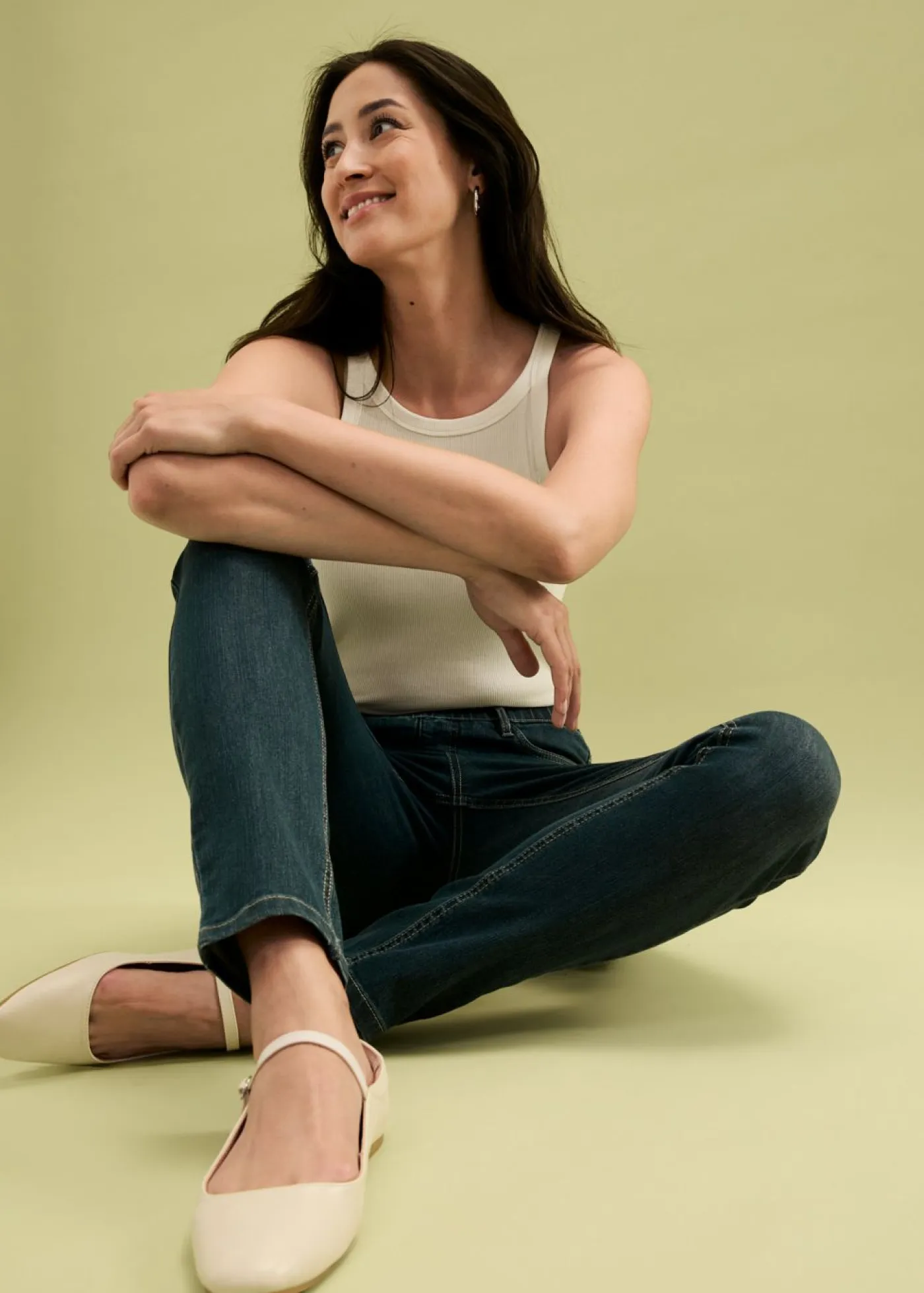 Jeggings elásticos con cintura cómoda y ancha Mujer Vaqueros