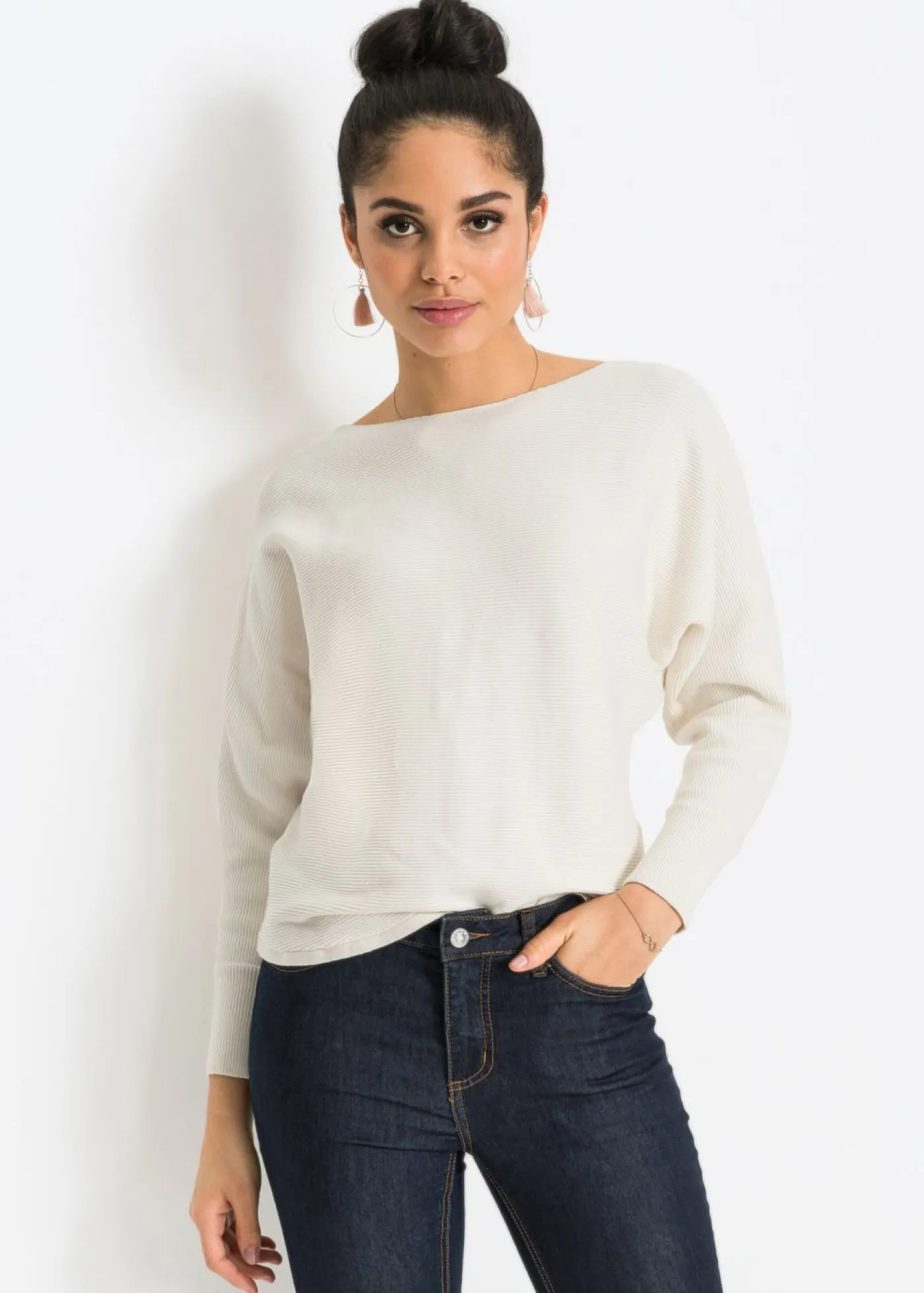 Outlet Jersey acanalado de gran tamaño Mujer Jerséis|Ropa De Punto