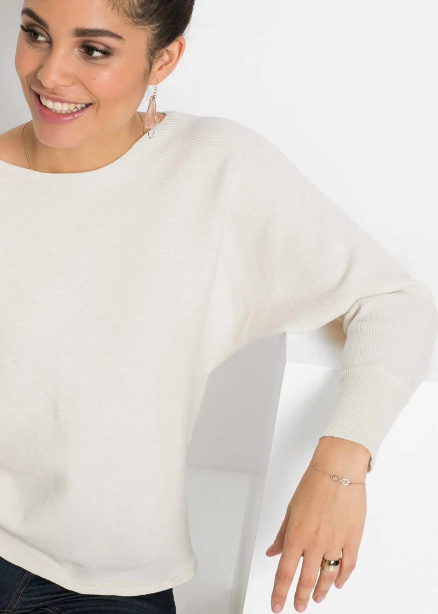 Outlet Jersey acanalado de gran tamaño Mujer Jerséis|Ropa De Punto