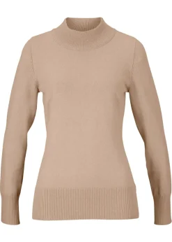 New Jersey básico de punto fino con cuello alto y algodón reciclado Mujer Básicos|Jerséis