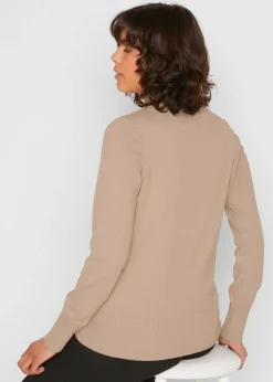 New Jersey básico de punto fino con cuello alto y algodón reciclado Mujer Básicos|Jerséis