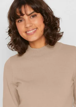 New Jersey básico de punto fino con cuello alto y algodón reciclado Mujer Básicos|Jerséis