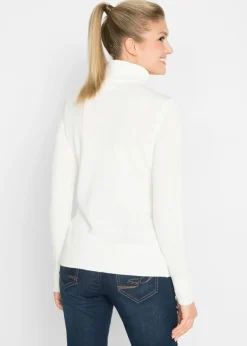 New Jersey básico de punto fino con cuello alto Mujer Básicos|Jerséis