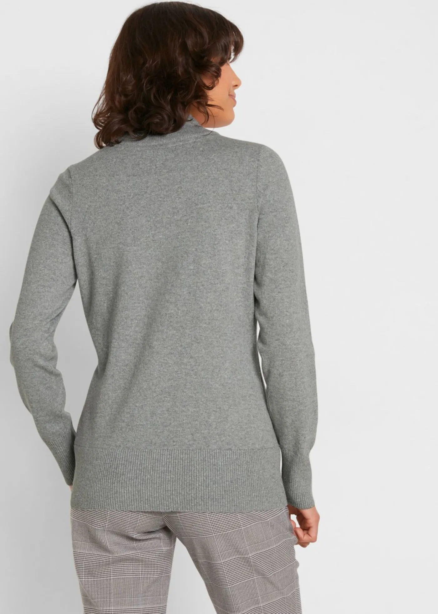 Clearance Jersey básico de punto fino con cuello alto y algodón reciclado Mujer Básicos|Jerséis