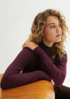 Best Jersey básico de punto fino con cuello alto y algodón reciclado Mujer Básicos|Jerséis