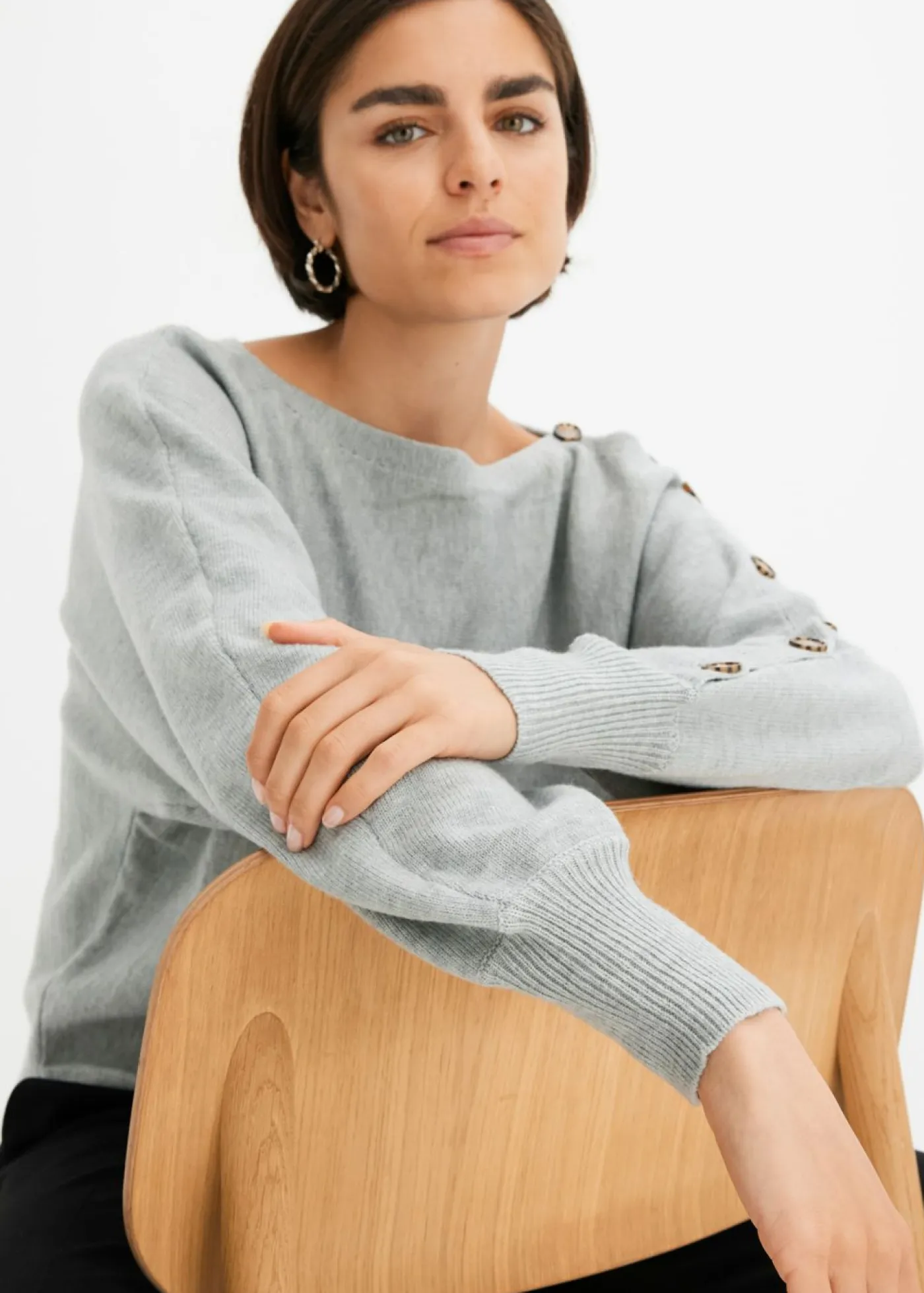 Sale Jersey con detalles de botón Mujer Jerséis|Ropa De Punto