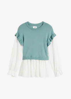 Outlet Jersey con inserto de blusa Mujer Jerséis|Ropa De Punto