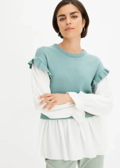 Outlet Jersey con inserto de blusa Mujer Jerséis|Ropa De Punto