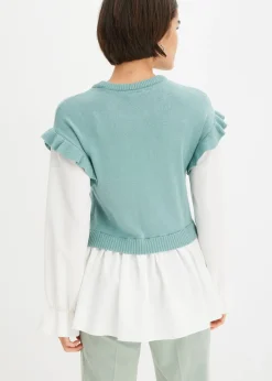 Outlet Jersey con inserto de blusa Mujer Jerséis|Ropa De Punto