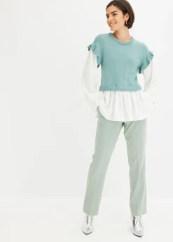 Outlet Jersey con inserto de blusa Mujer Jerséis|Ropa De Punto