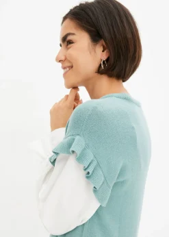 Outlet Jersey con inserto de blusa Mujer Jerséis|Ropa De Punto