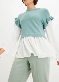 Outlet Jersey con inserto de blusa Mujer Jerséis|Ropa De Punto