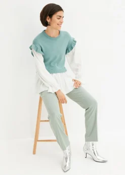 Outlet Jersey con inserto de blusa Mujer Jerséis|Ropa De Punto